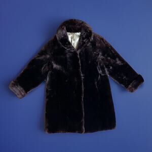 Vtg 50s–60s Brown Faux Fur Plush Lined Coat Women’s L